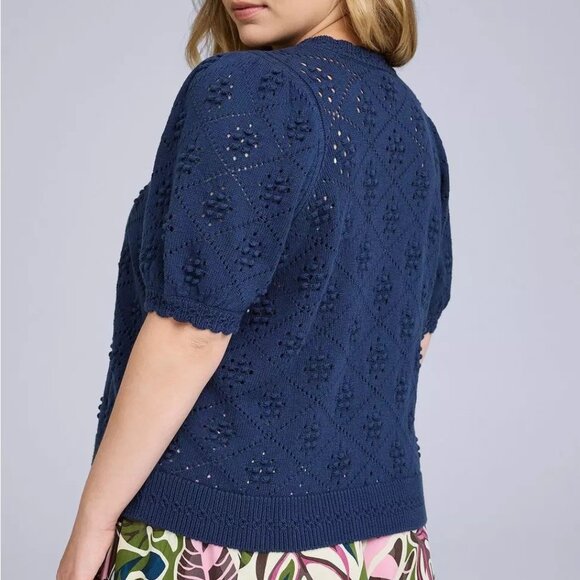 Belle Isle Scallop Edge Cardigan by Torrid 2 2X navy blue cardigan plus size NWT - Picture 1 of 2